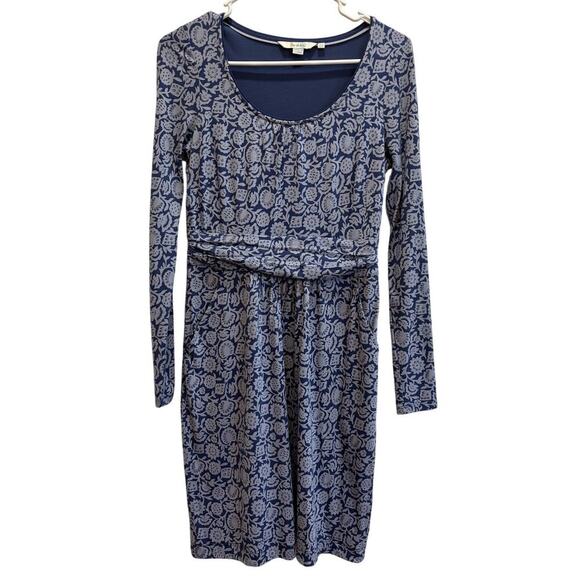 Boden Women 4/L Blue White Floral Scoop Neck Mini Pockets Shift Dress Career - Picture 1 of 8